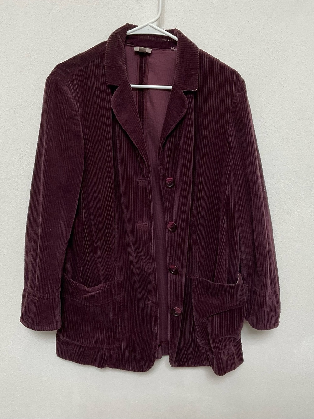 J. Jill Eggplant Purple Corduroy Button Front Jacket Size Medium Petite